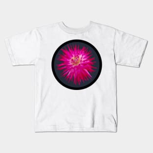 Spiky Dark Pink Cactus Dahlia Flower Circle Frame Kids T-Shirt